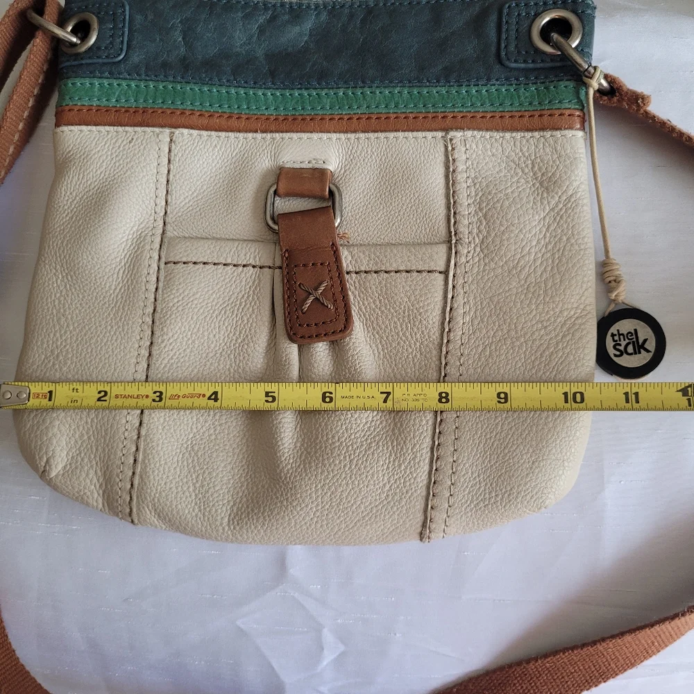The Sak Cream and Brown Crossbody Bag Purse Leather